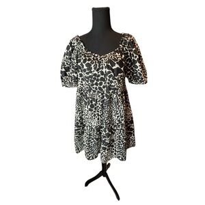 Who What Wear Women Medium Black Leopard Print Dress Valentines Sweetheart Z41